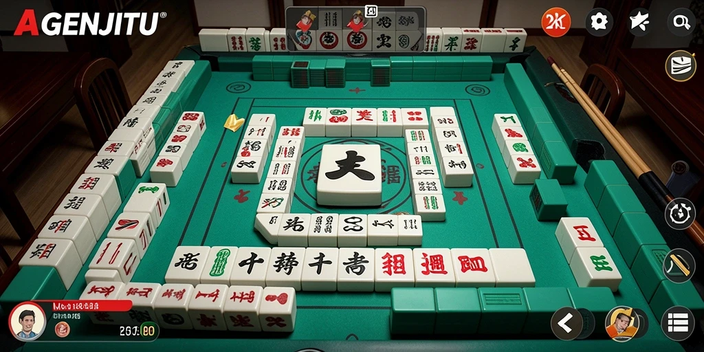 Tampilan gameplay AGENJITU dengan berbagai ubin Mahjong.