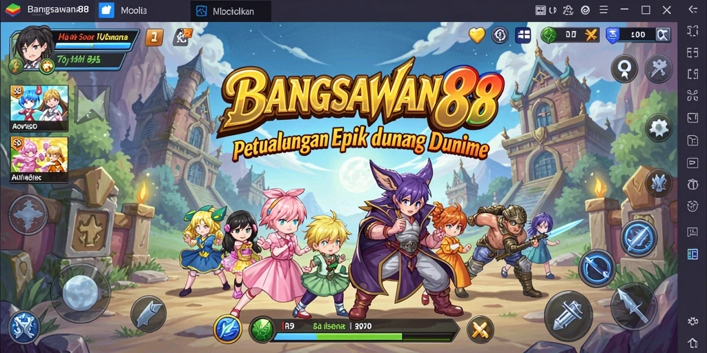 Tangkapan layar menampilkan aksi seru dalam game Anime BANGSAWAN88.