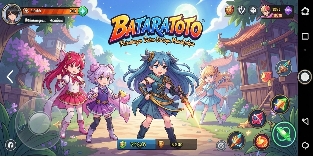 Tampilan gameplay menakjubkan dari BATARATOTO dengan karakter anime yang dinamis.