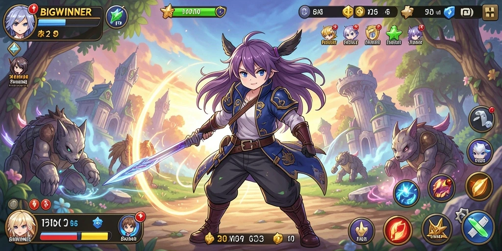 Tampilan gameplay BIGWINNER yang menarik dengan karakter Anime.
