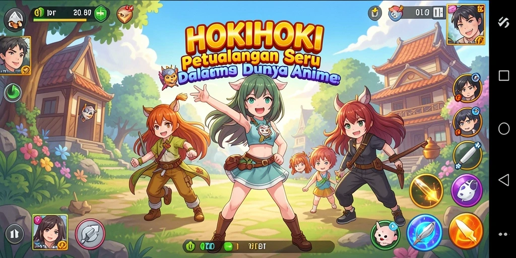 Tampilan gameplay HOKIHOKI yang menakjubkan dan penuh warna.