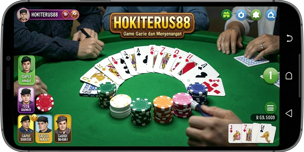 Tampilan gameplay seru dalam HOKITERUS88 saat bermain Gaple.