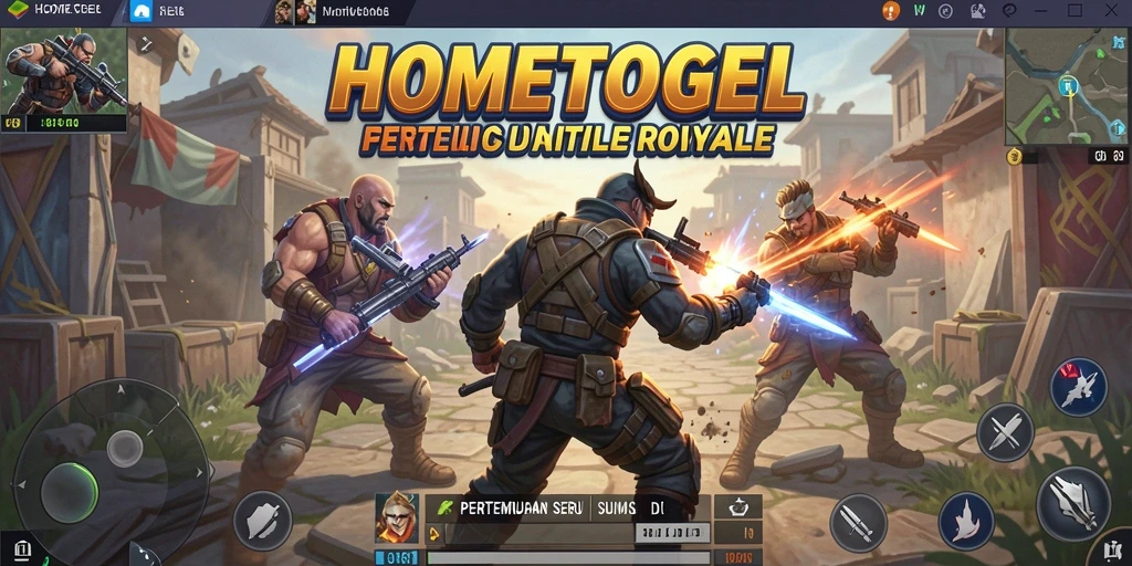 Tampilan gameplay seru HOMETOGEL di arena Battle Royale.