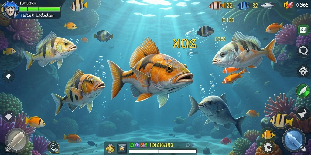 Screenshot gameplay ID66 yang menampilkan aksi menembak ikan.