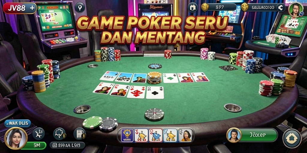 Tampilan utama permainan poker dengan pemain nyata dan suasana kompetitif.