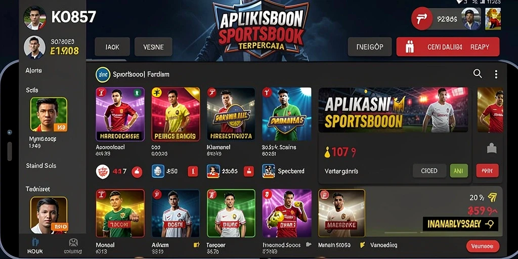Screenshot utama KO857 menampilkan tampilan taruhan olahraga yang menarik.