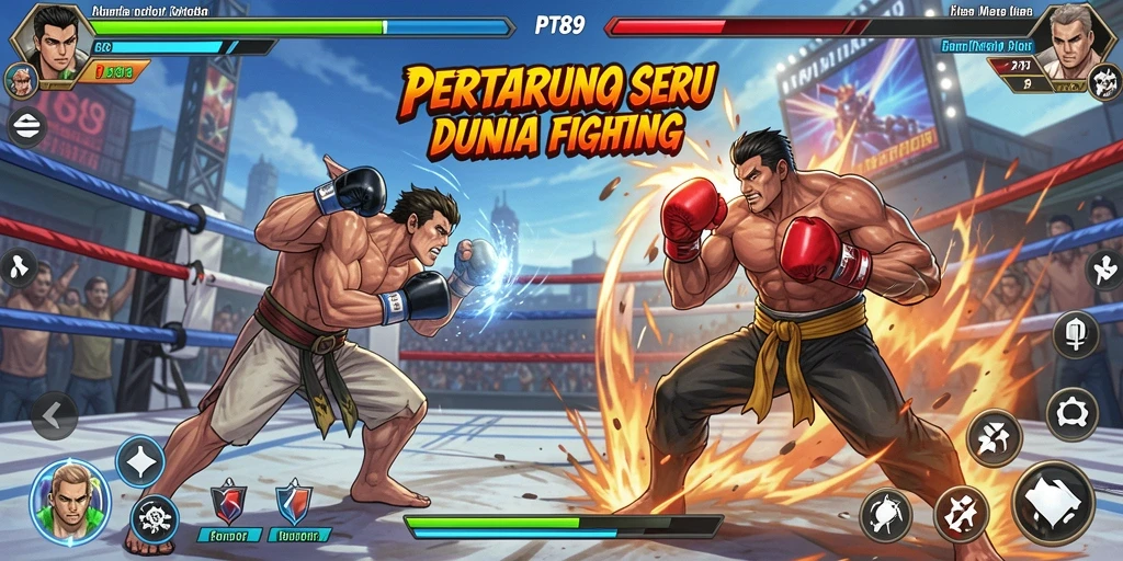 Gameplay seru PT89 dengan pertarungan dinamis dan karakter beragam.