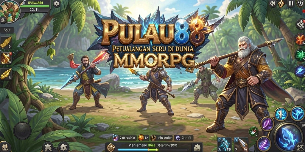 Screenshot gameplay PULAU88 dengan pertempuran spektakuler dan karakter menarik.