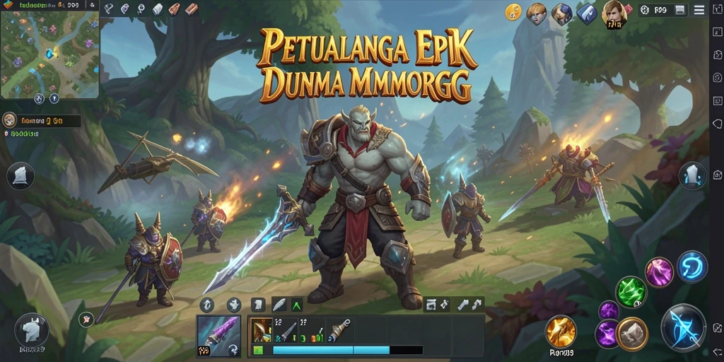 Screenshot RP99 menampilkan aksi pertempuran intens dalam dunia MMORPG.