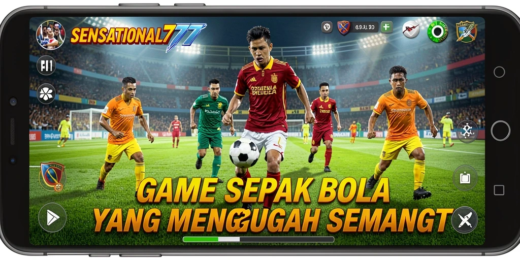 Tampilan gameplay SENSATIONAL77 dengan aksi sepak bola yang seru.