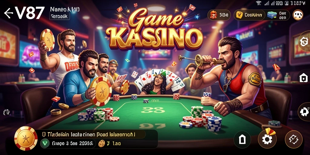 Screenshot V87 menampilkan gameplay Kasino yang seru dan penuh warna.