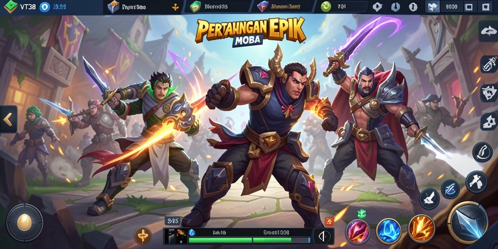 Gameplay seru di VT38 dengan aksi MOBA yang mendebarkan.